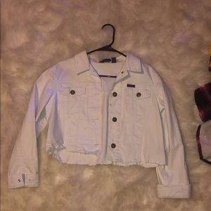 white cropped denim jacket
